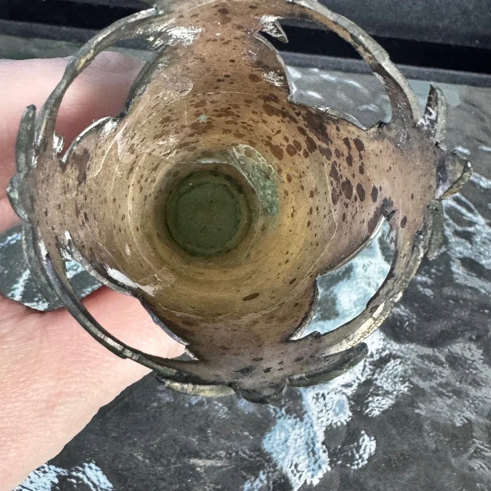 Vintage Silverplate Pineapple Bud‎ Vase Frosted Glass Made in Japan